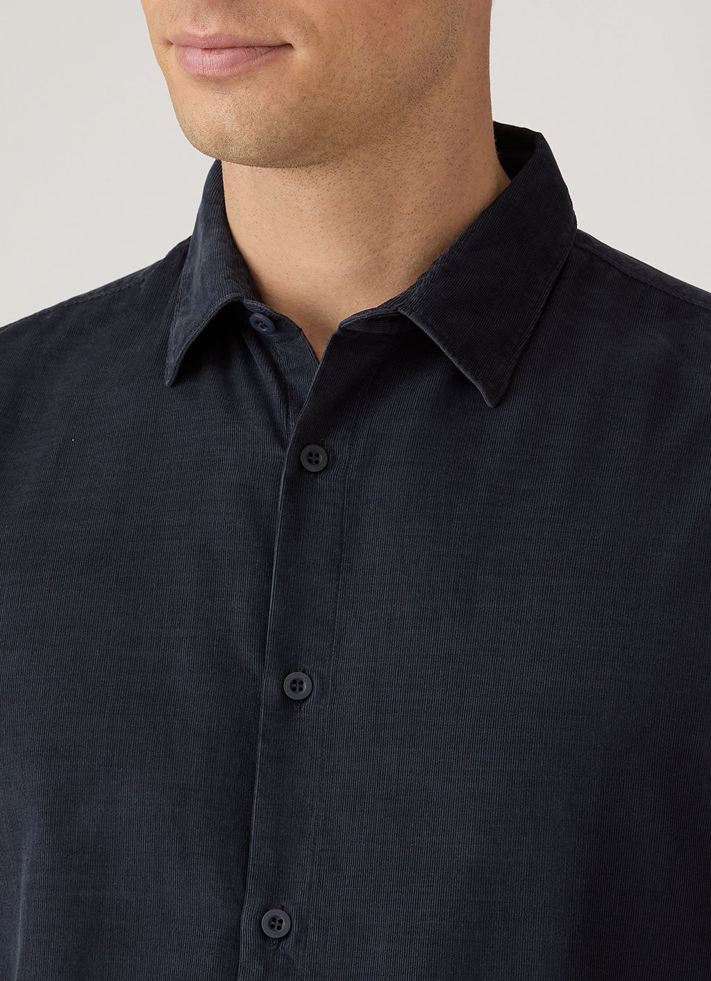 Men's Fine Cord Shirt in Midnight Navy