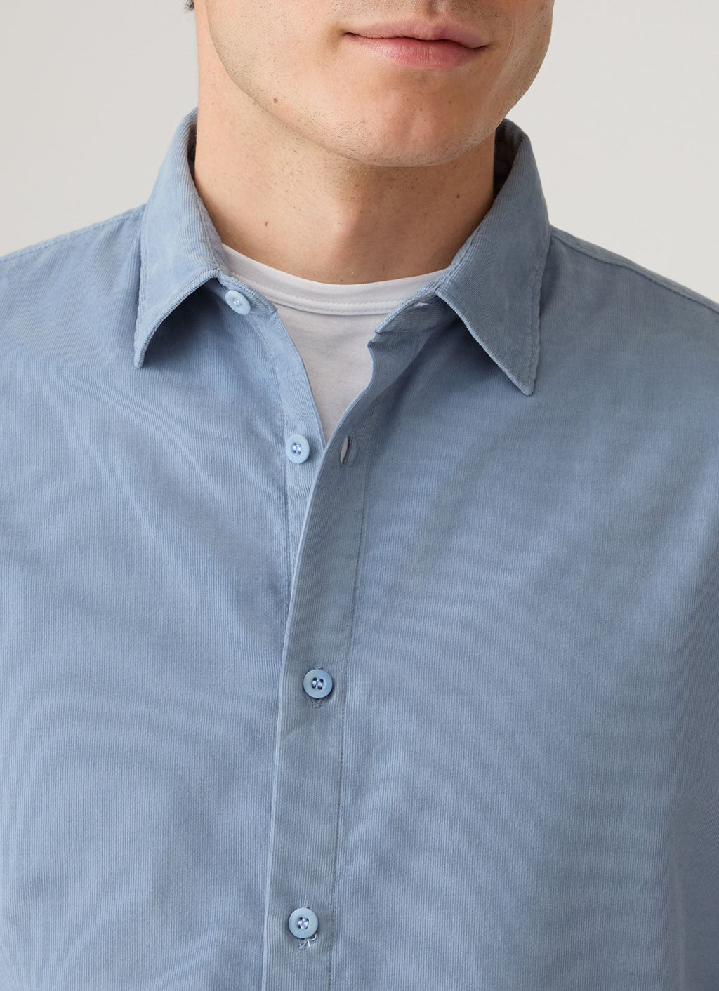 Men's Fine Cord Shirt in Powder Blue