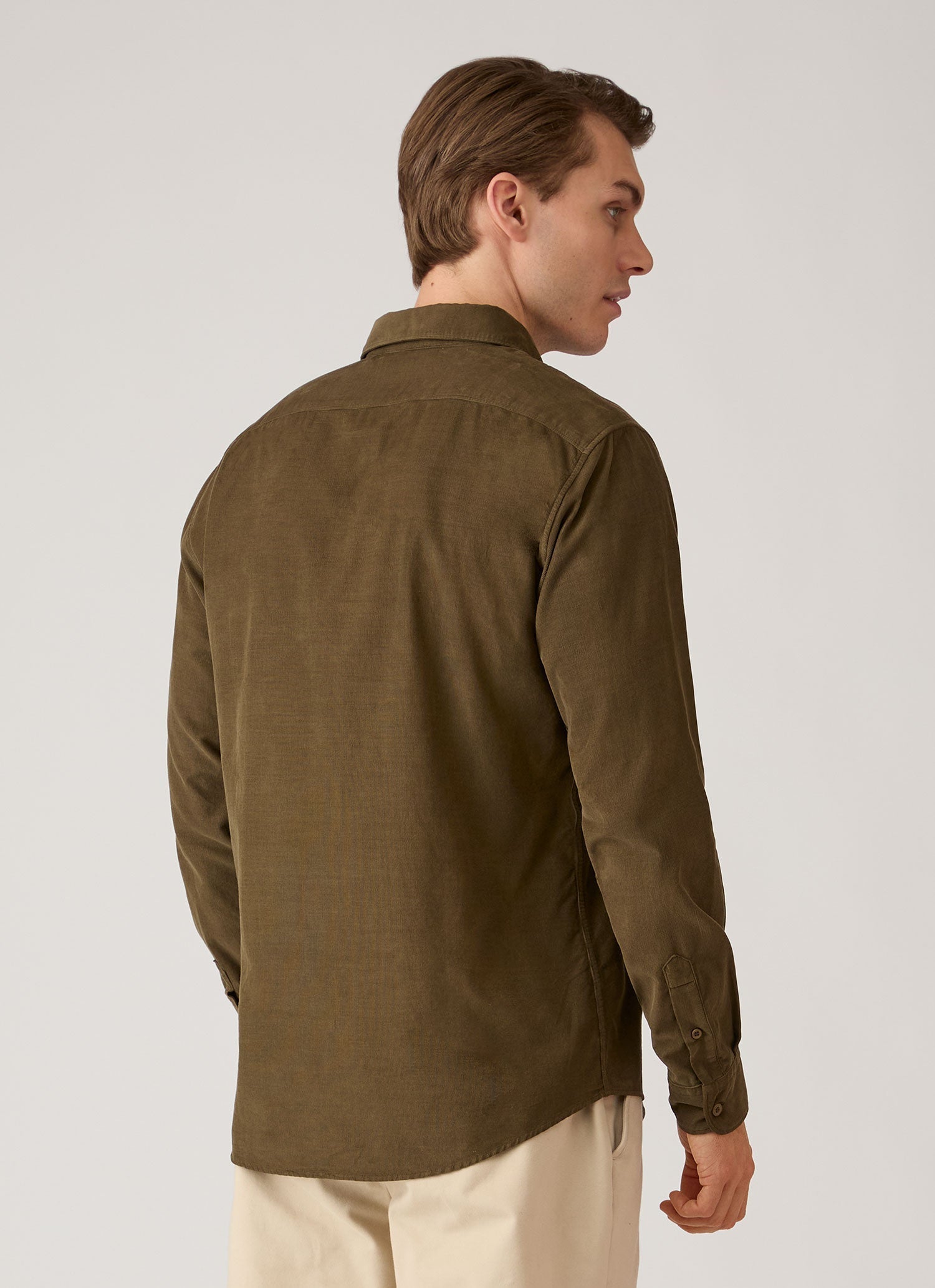 Men's Fine Cord Shirt in Loden Green