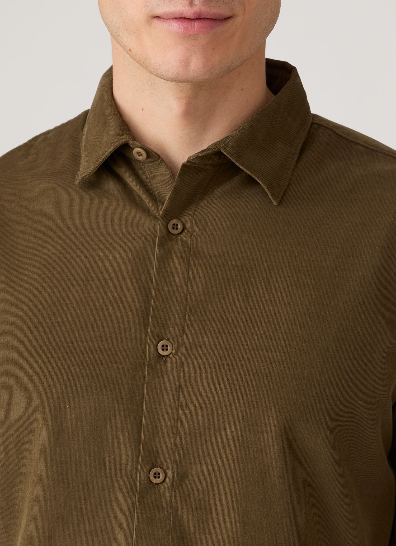Men's Fine Cord Shirt in Loden Green
