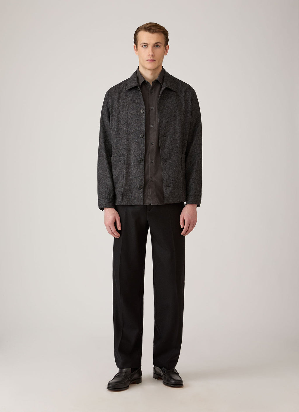 Men's Fine Cord Shirt in Anthracite