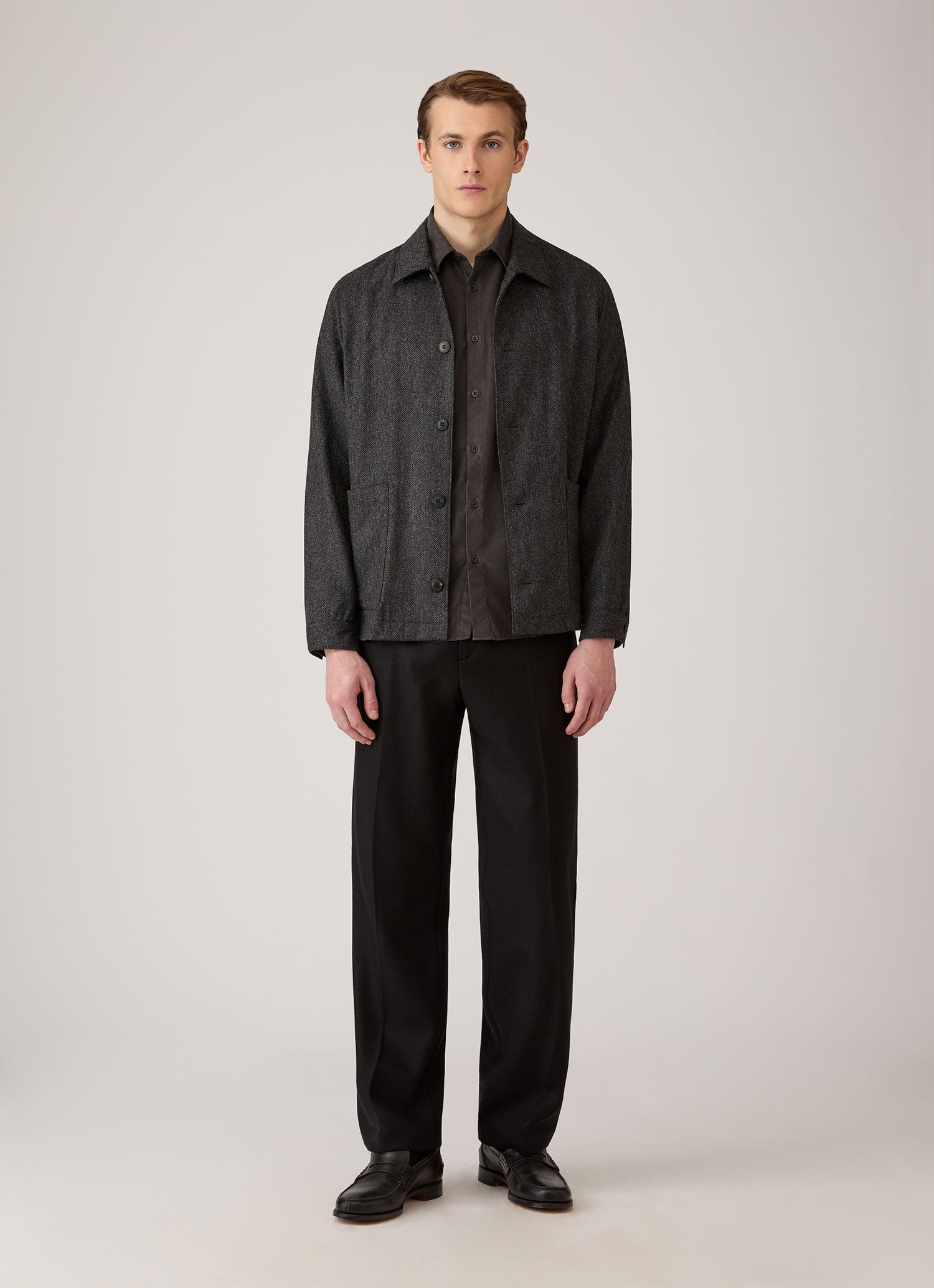 Men's Fine Cord Shirt in Anthracite