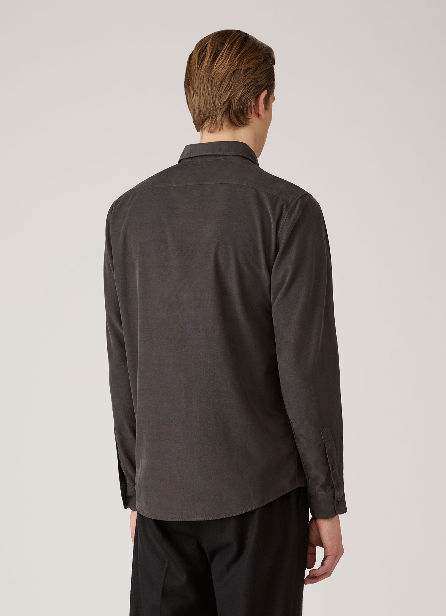 Men's Fine Cord Shirt in Anthracite