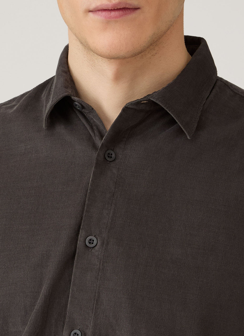 Men's Fine Cord Shirt in Anthracite