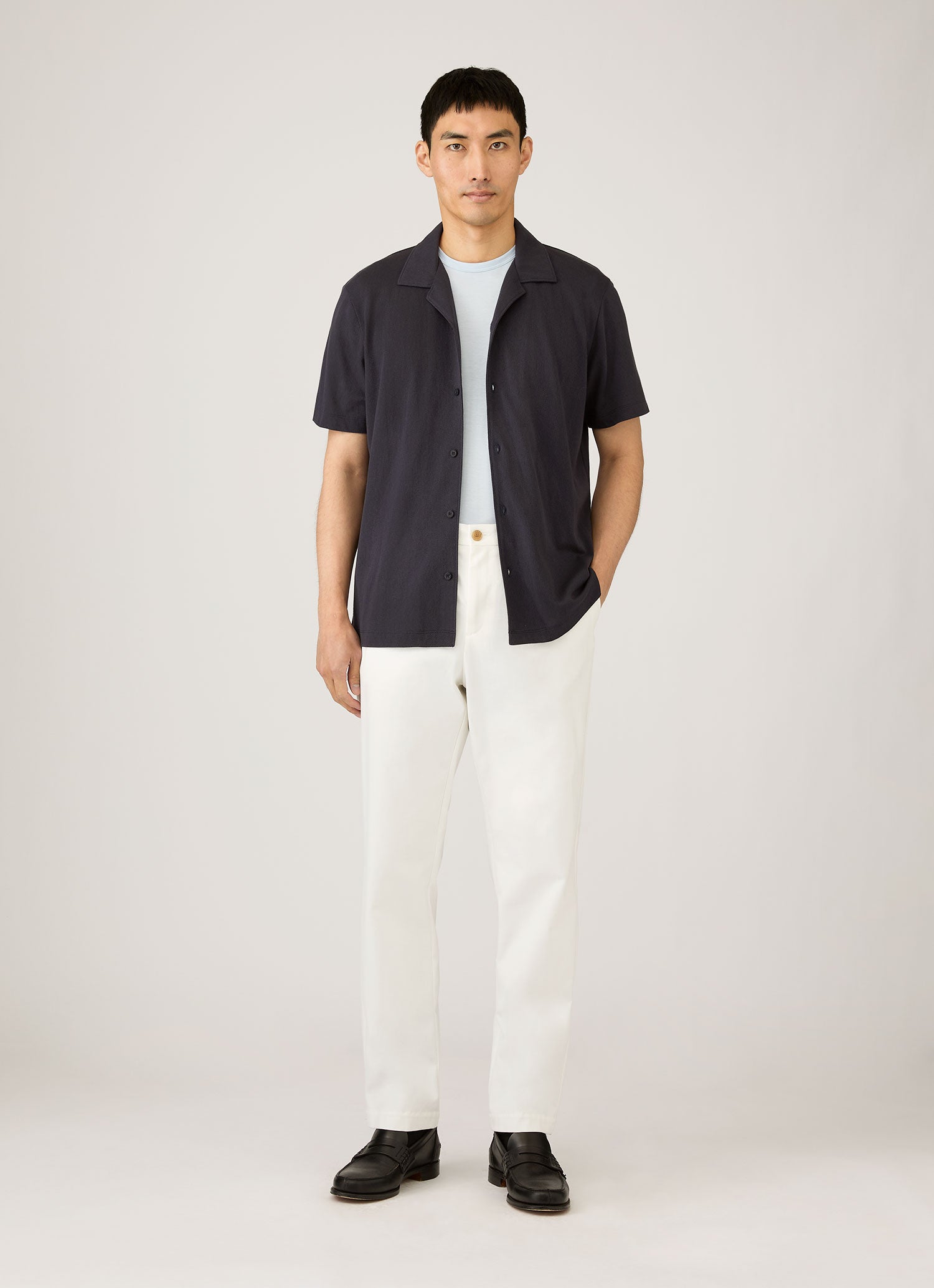 Men's Riviera Camp Collar Shirt in Navy