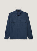 Men's Linen Overshirt in Light Navy