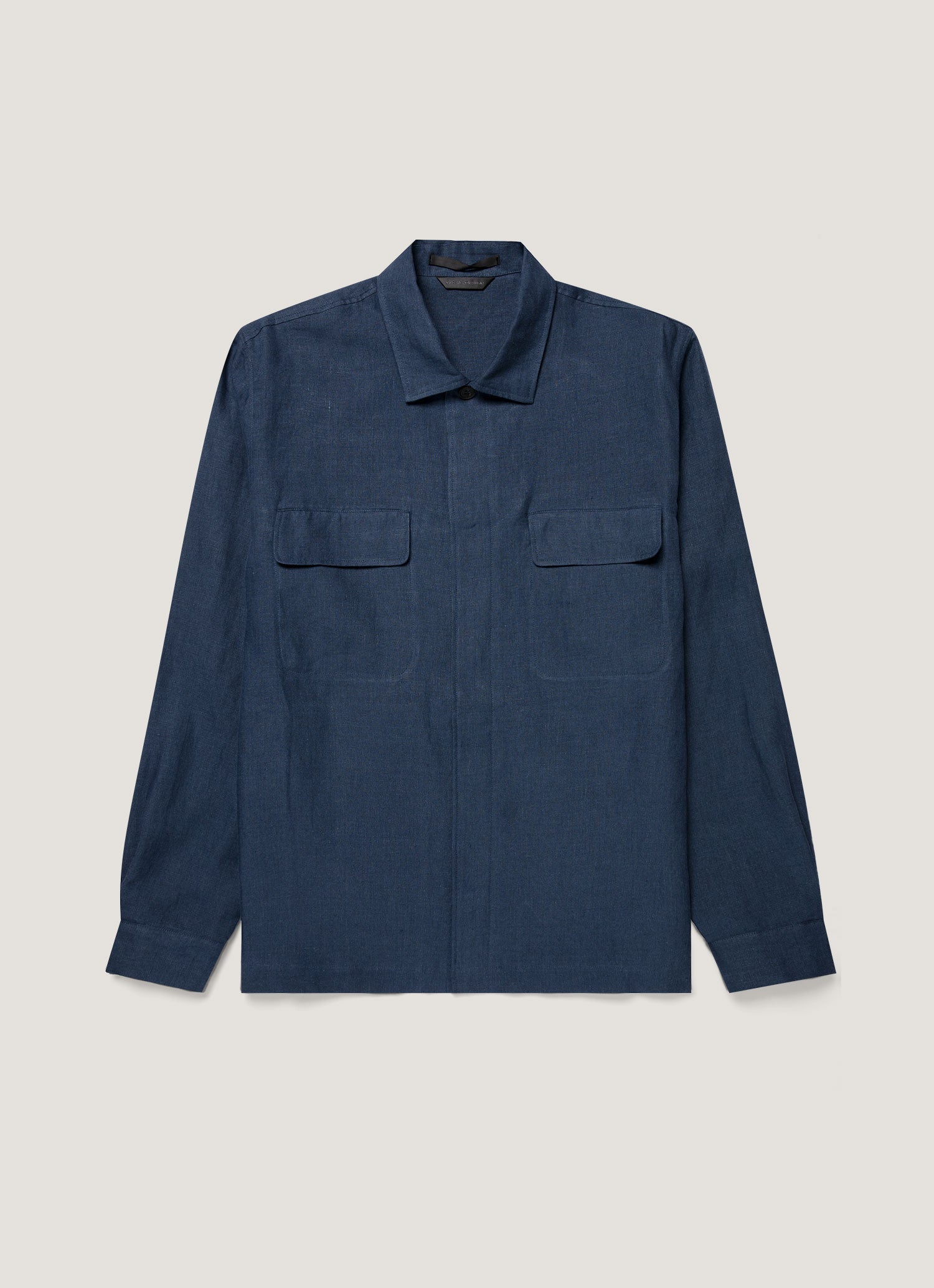 Men's Linen Overshirt in Light Navy