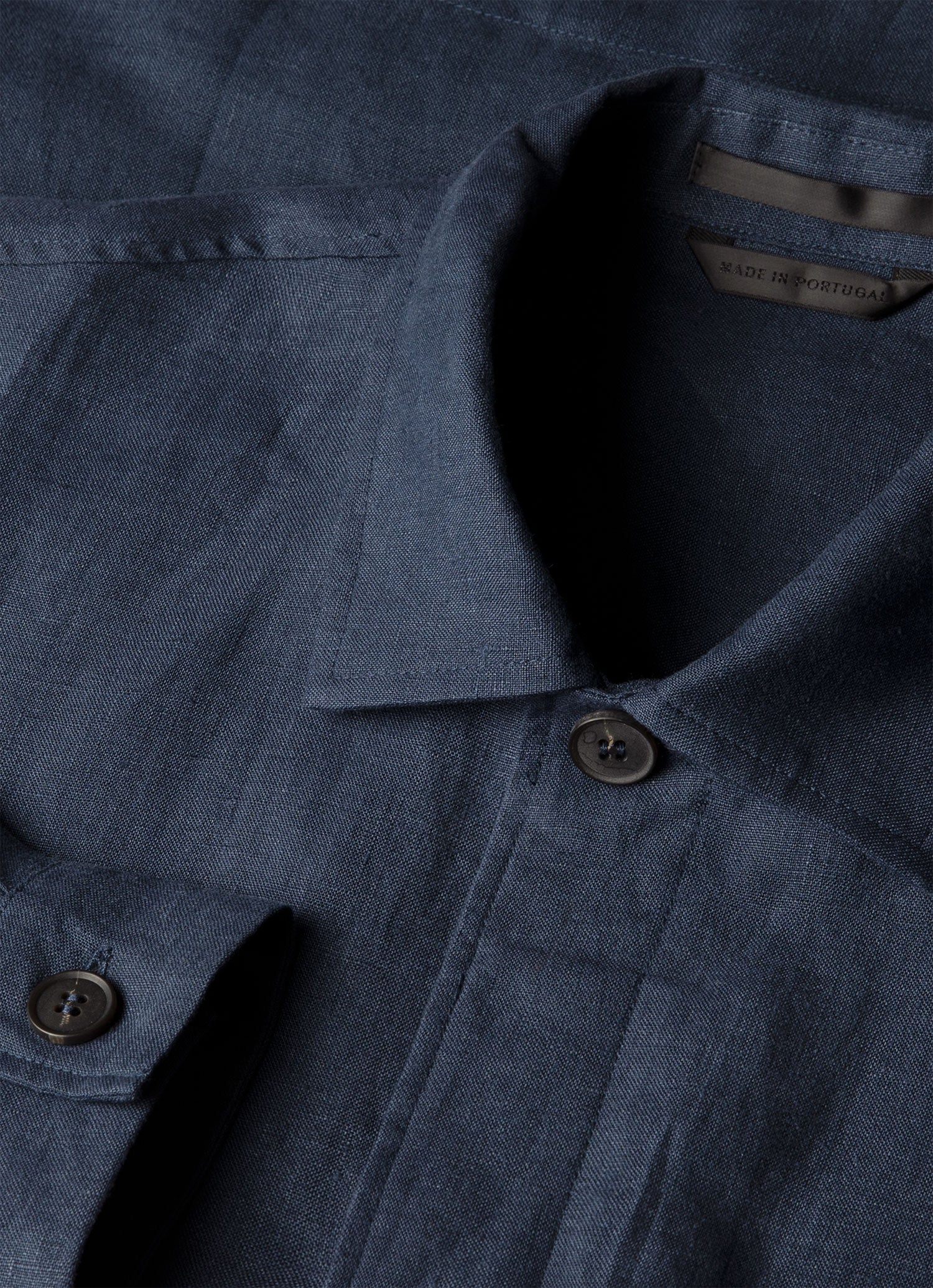Men's Linen Overshirt in Light Navy