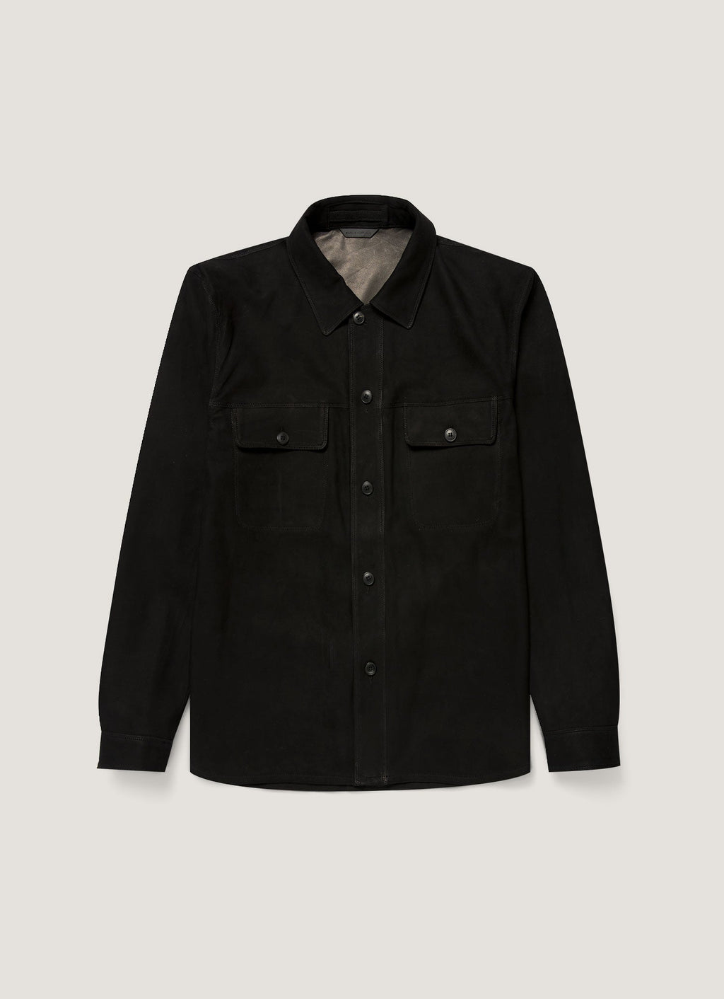 Men's Suede Overshirt in Black
