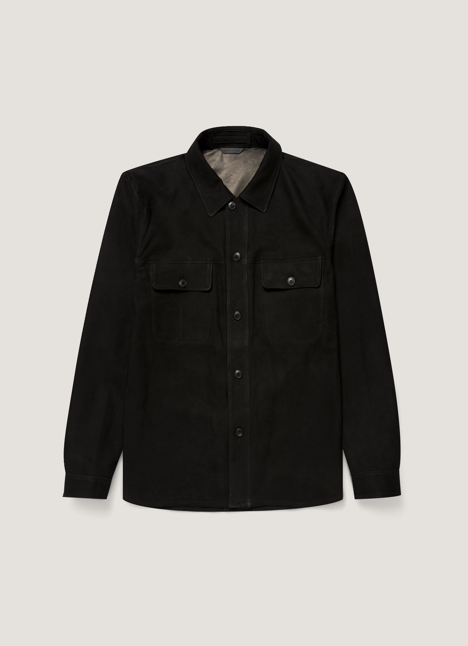 Men's Suede Overshirt in Black