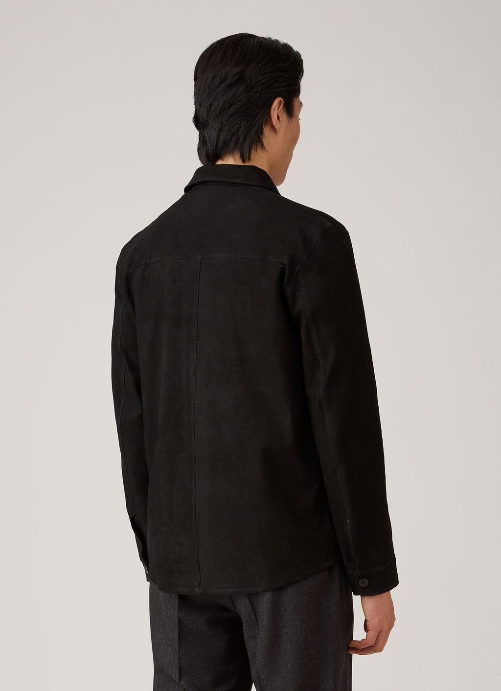 Men's Suede Overshirt in Black