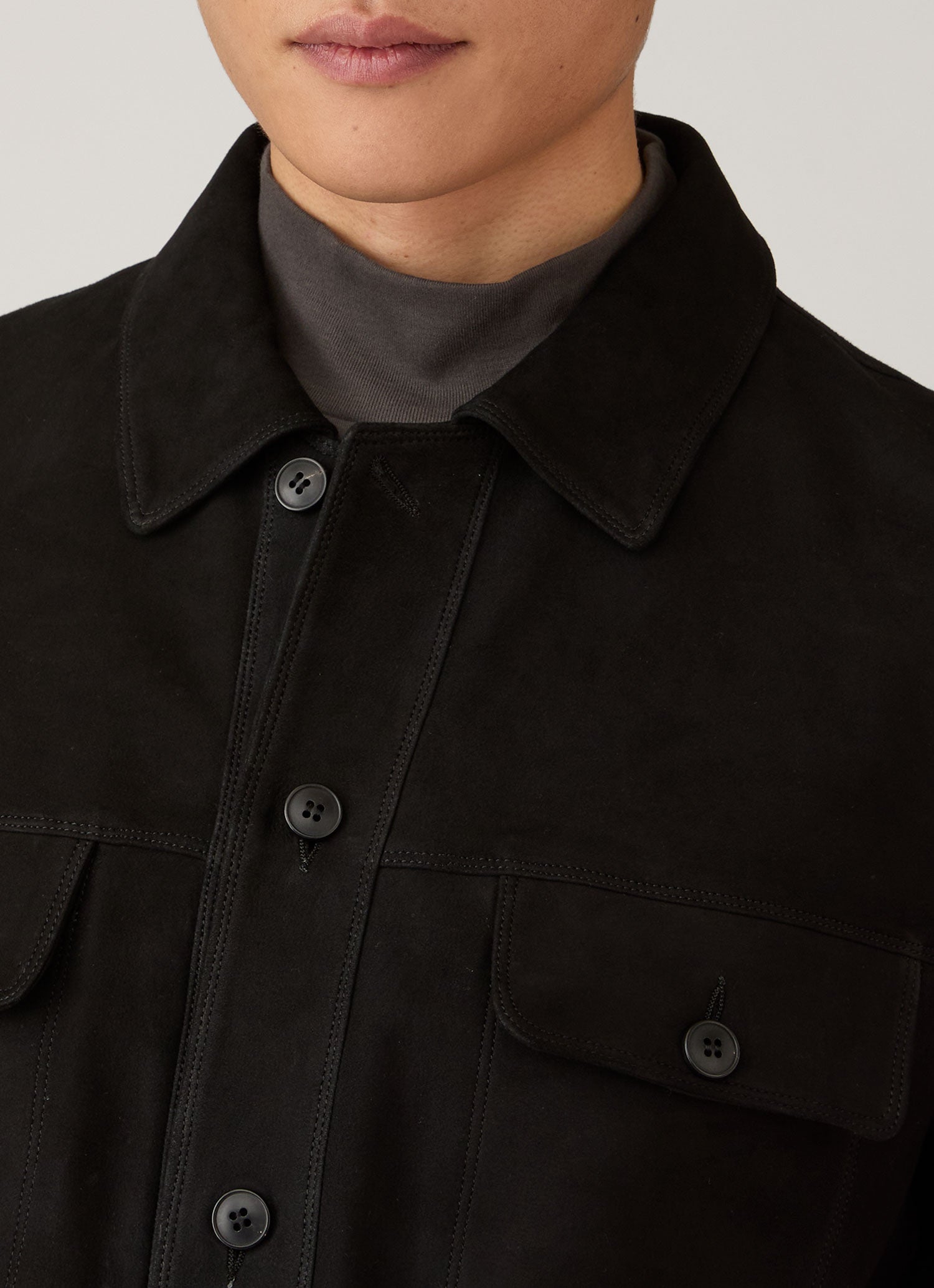 Men's Suede Overshirt in Black