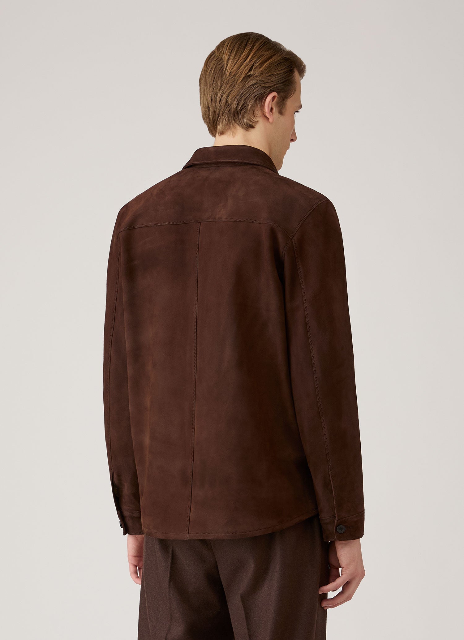 Men's Suede Overshirt in Dark Brown