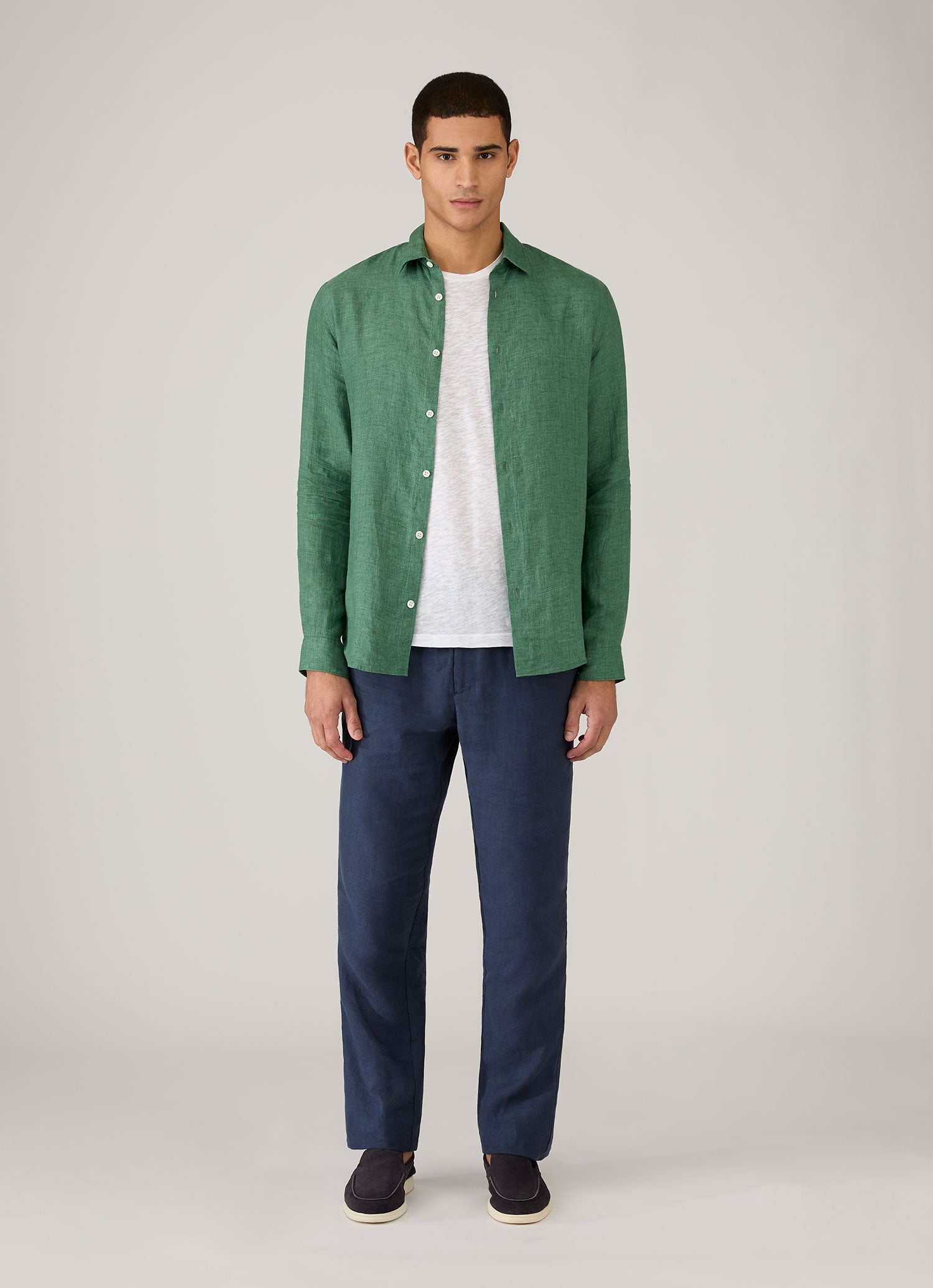 Men's Linen Drawstring Trouser in Light Navy