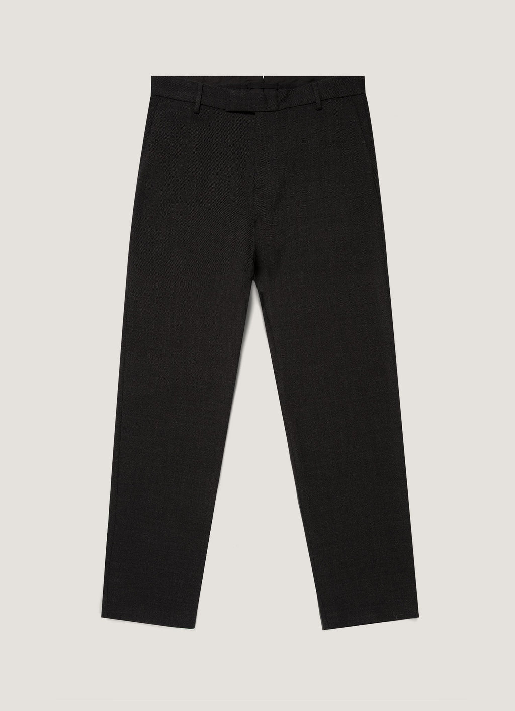Men's Textured Wool Trouser in Dark Charcoal Melange