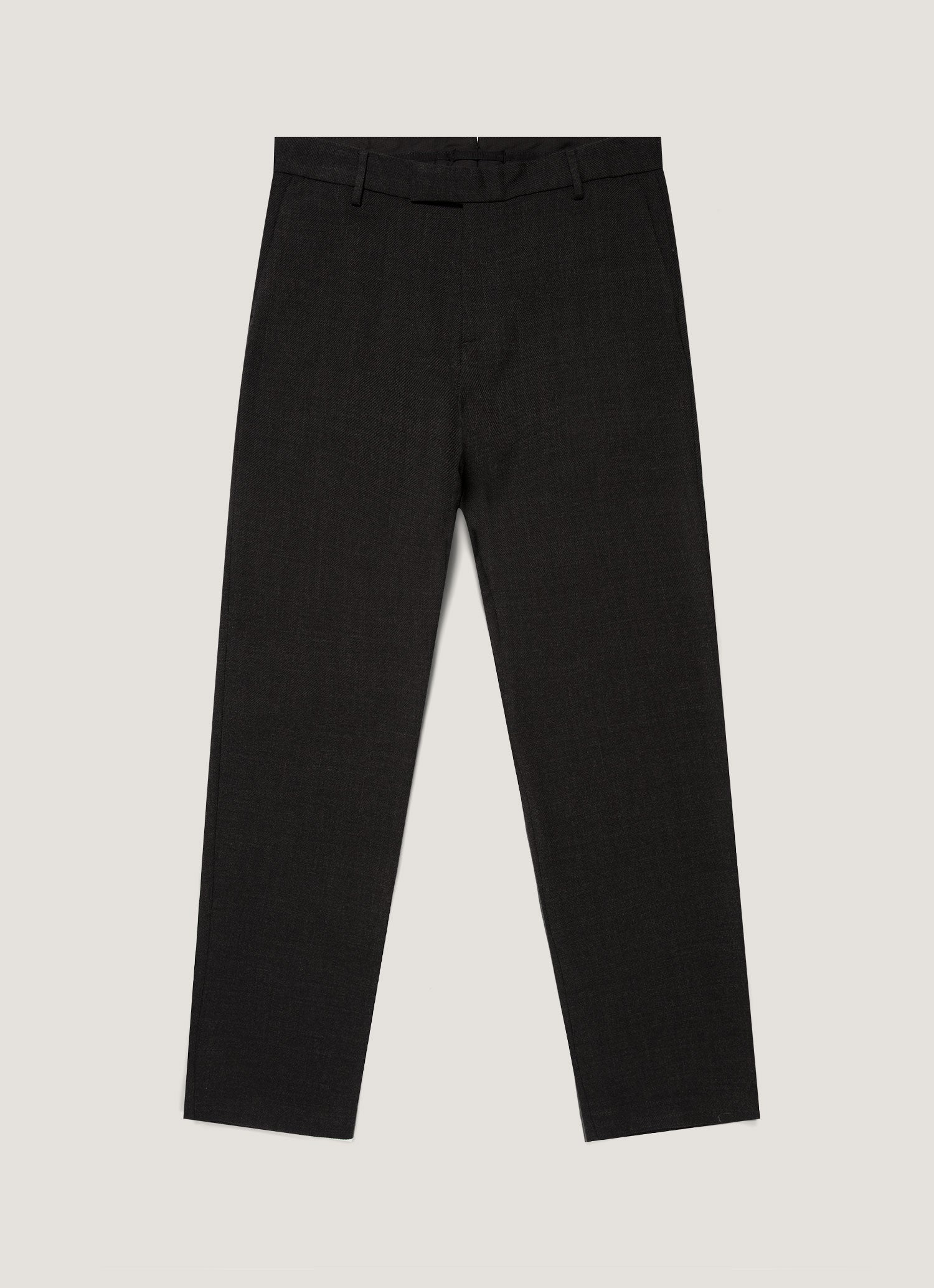 Men's Textured Wool Trouser in Dark Charcoal Melange
