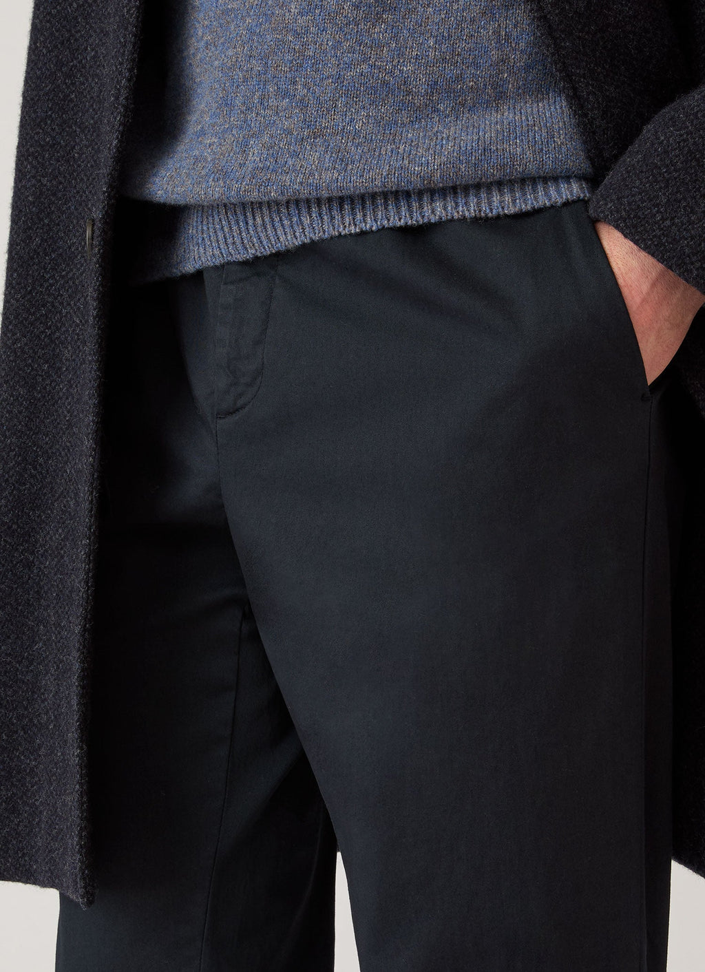 Men's Cotton Drawstring Trousers in Navy