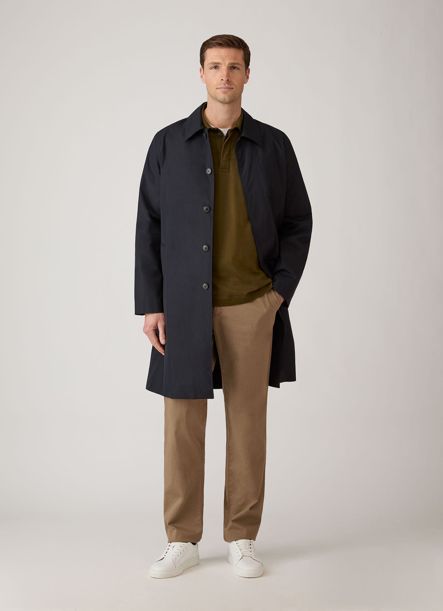 Men's Cotton Drawstring Trousers in Dark Stone