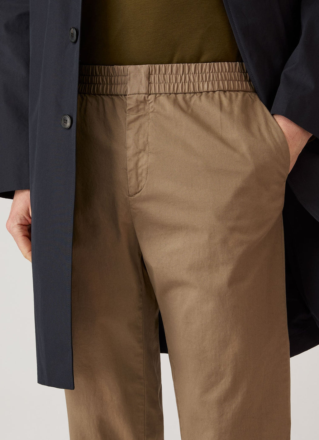 Men's Cotton Drawstring Trousers in Dark Stone