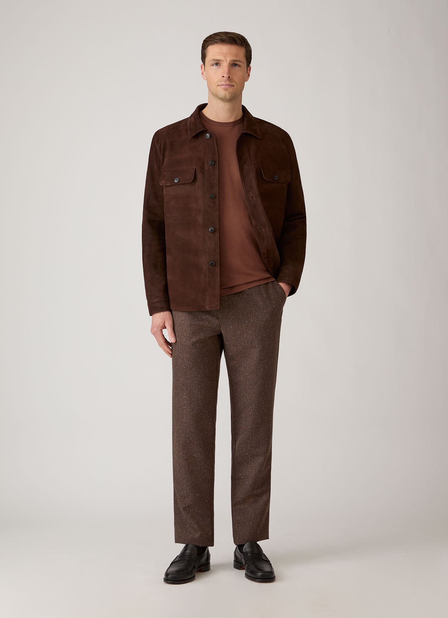 Men's Donegal Tweed Trouser in Dark Brown Melange