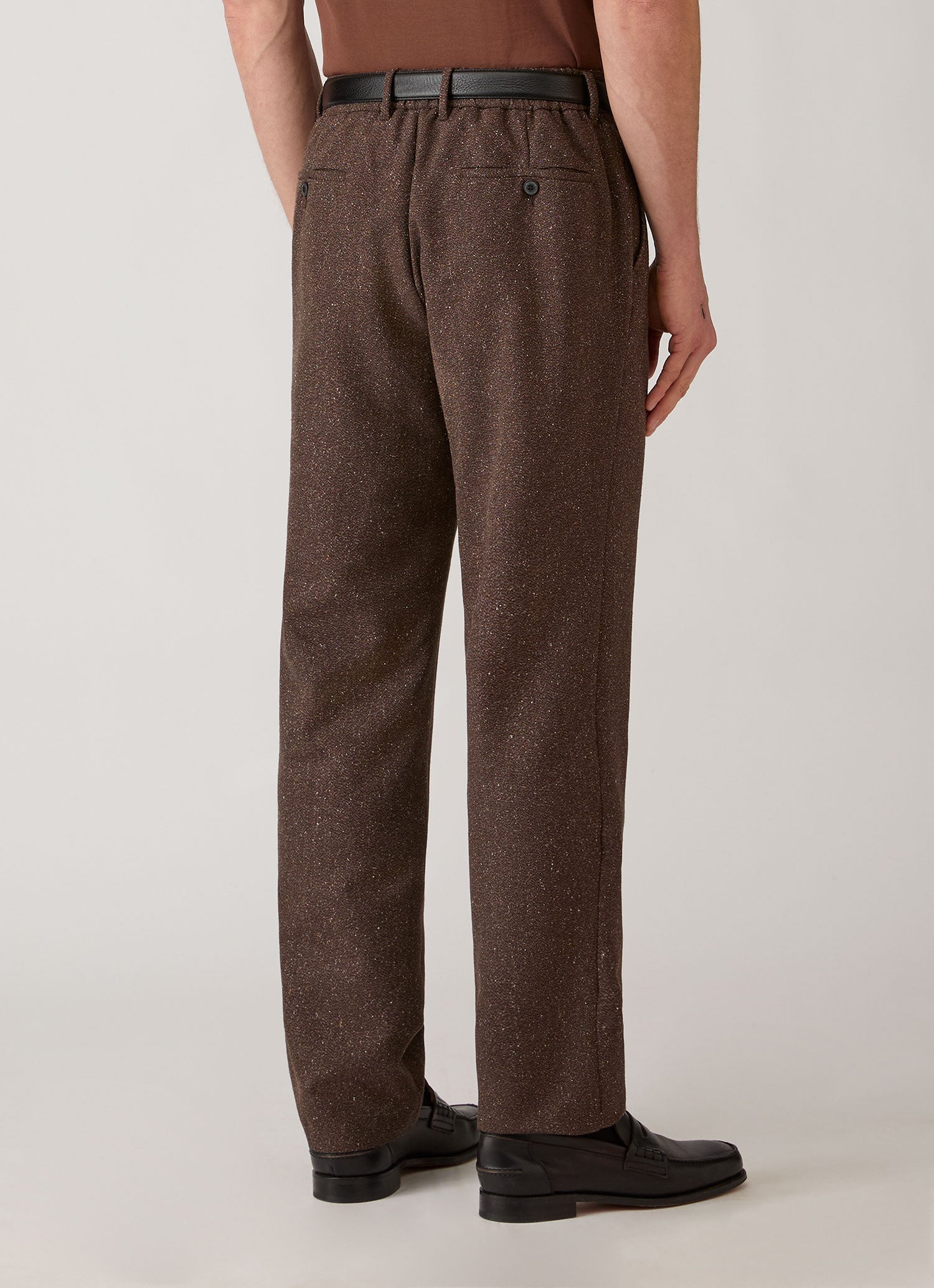 Men's Donegal Tweed Trouser in Dark Brown Melange