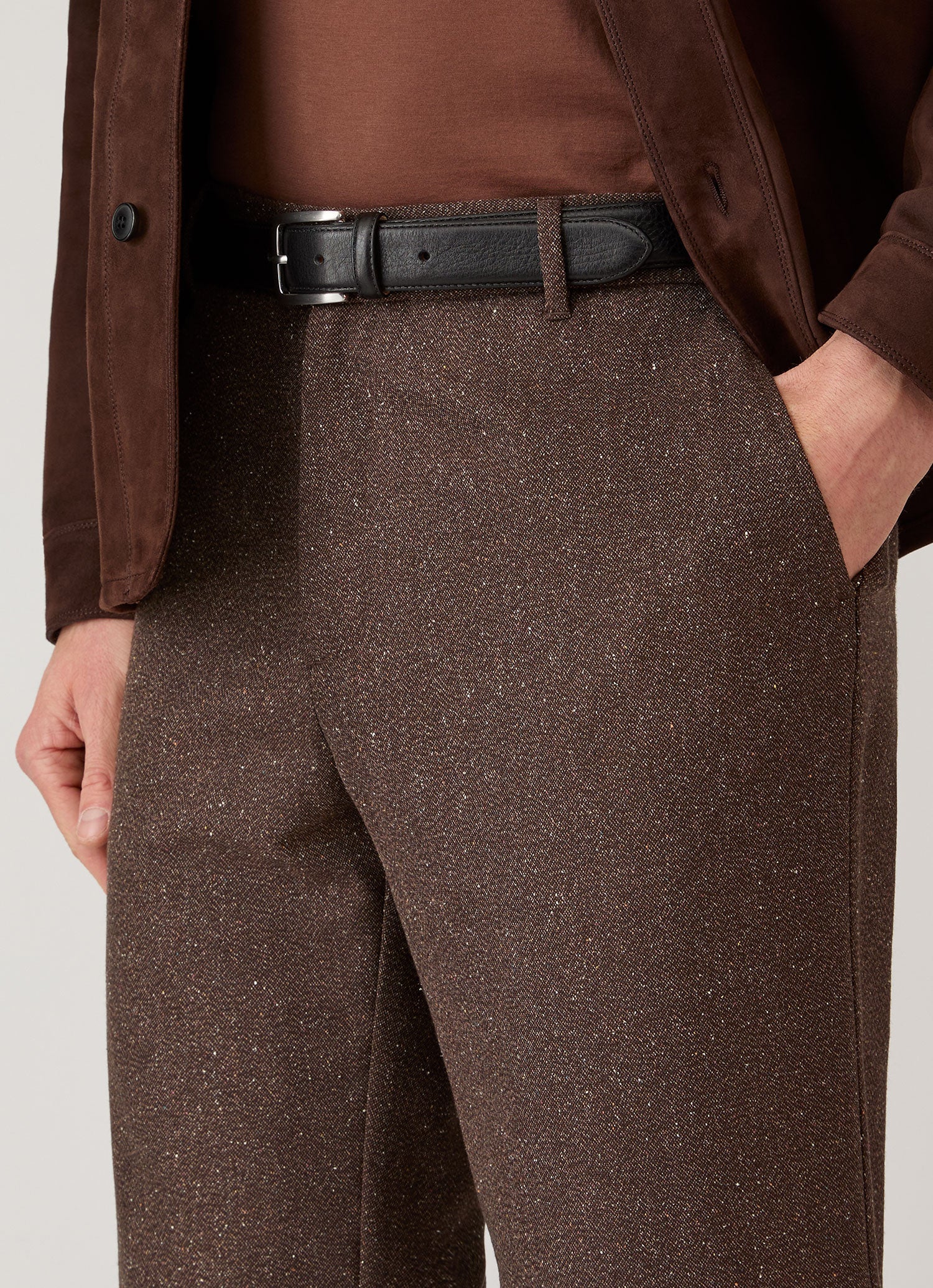 Men's Donegal Tweed Trouser in Dark Brown Melange