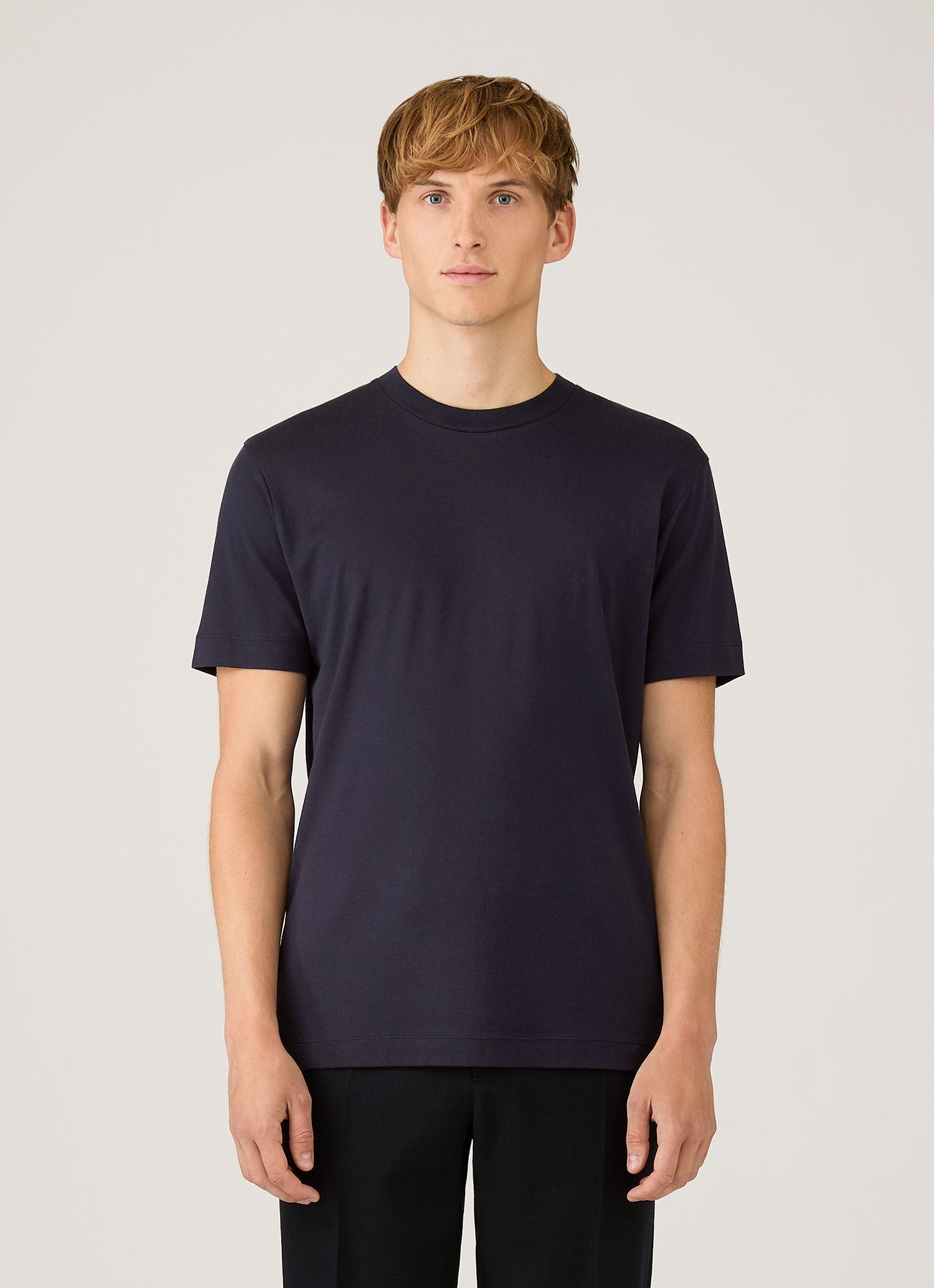 Men's Silk Cotton Cashmere T-shirt in Navy