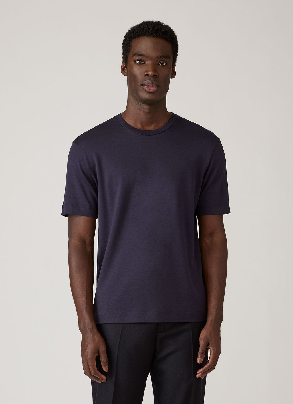 Men's Silk Cotton T-shirt in Navy