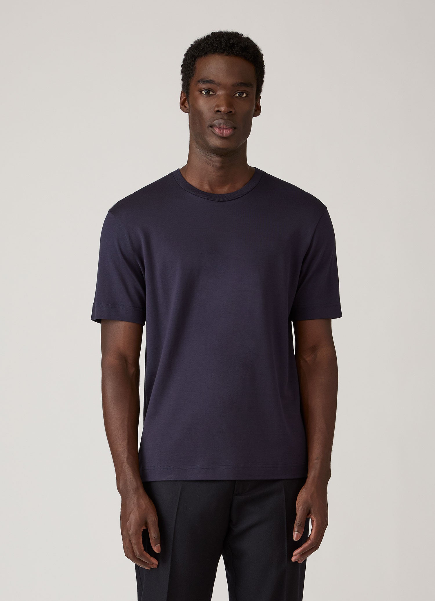Men's Silk Cotton T-shirt in Navy